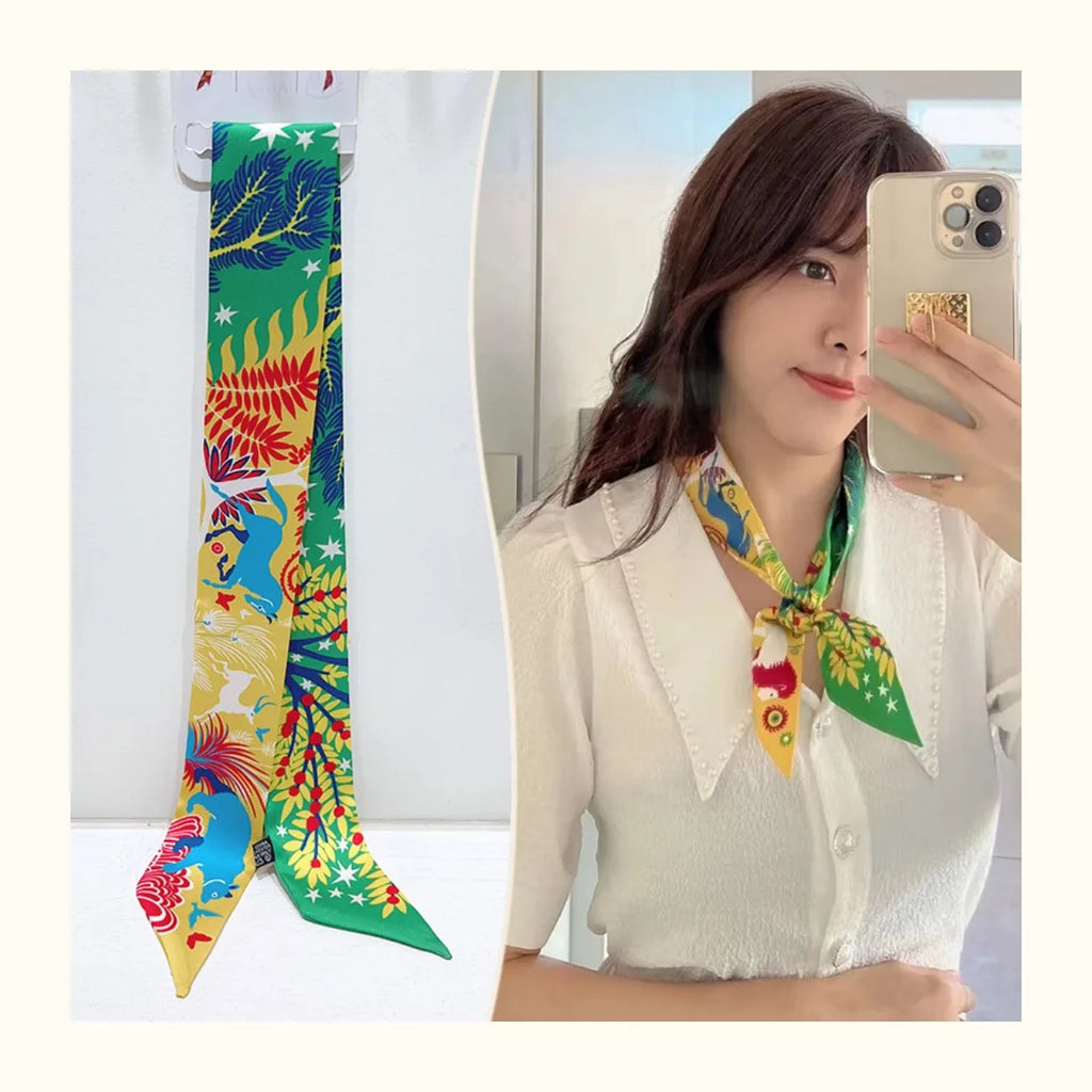 New 2025 simulated silk wrapped bag strap bag handle silk scarf tied bag ribbon decorative small streamer