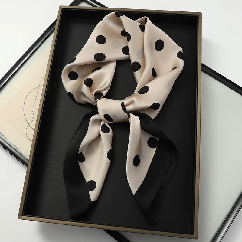 Luxury Women Silk Square Scarf Shawl Fashion Xiaoxiangfeng Print Design Satin Hijab Wraps Neckerchief Female Hair Bands 70*70CM