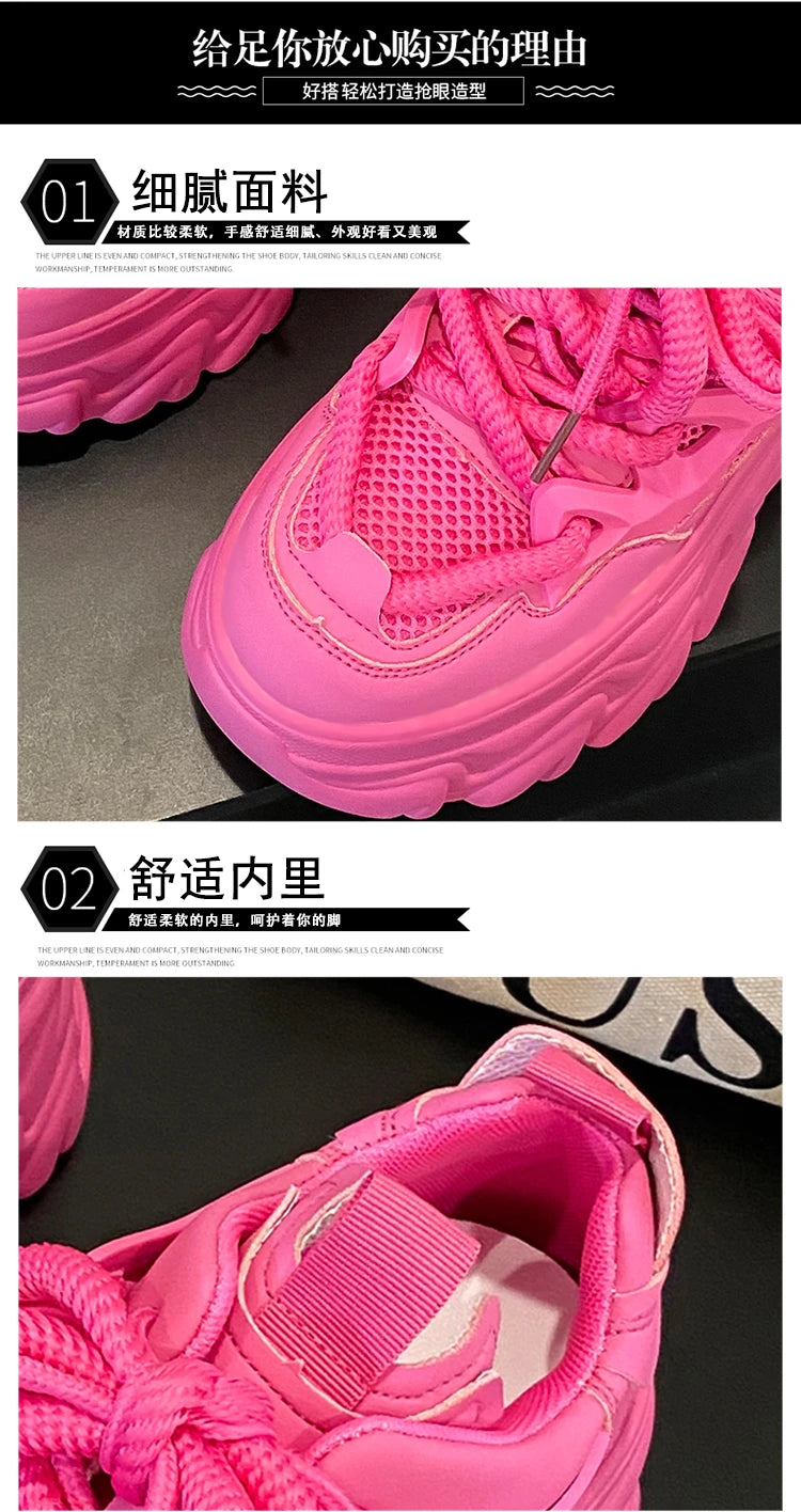 New High Platform Sneakers Women Thick Sole Sports Ladies Trainers Vulcanized Shoes Woman Chunky Sneakers Zapatillas Mujer 8.5CM