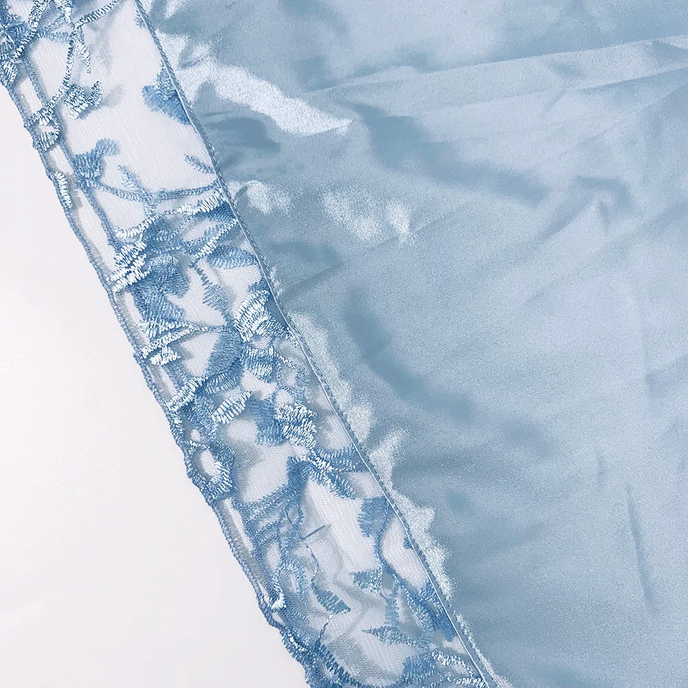 HTTHDD Lace Women Nightdress Satin Spaghetti Straps Flower Embroidery Women Pajamas Fashion Summer Evening Dress Sexy Nightgown