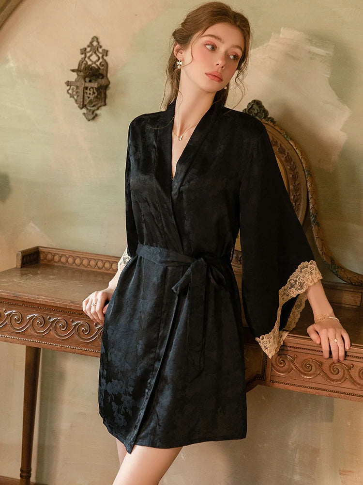 Magdalyn Women Sexy Satin Floral Embroidered Strappy Dress Ins Sleepwear Pajamas Nightgowns Padded Lace Spaghetti Strap Sundress