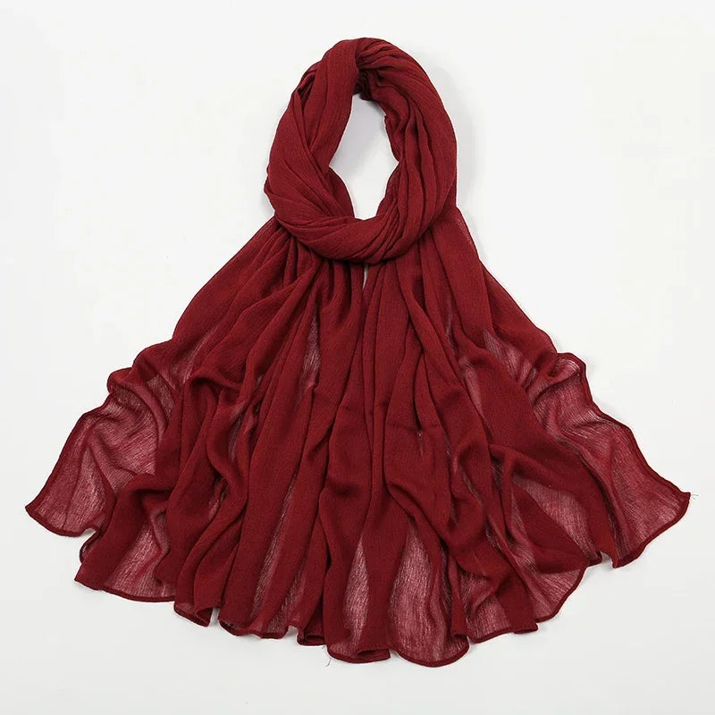 New Crinkle Rayon Hijab Muslim Scarf Women Solid Shawl Big Size Headscarf Islamic Turban Plain Foulard Headband Wrap