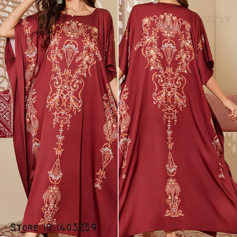 Oversize Female Long Nightgonw Sleep Dress Print Flower Satin Nightwear Home Clothes Spring Summer New Loose Bathrobe Loungewear