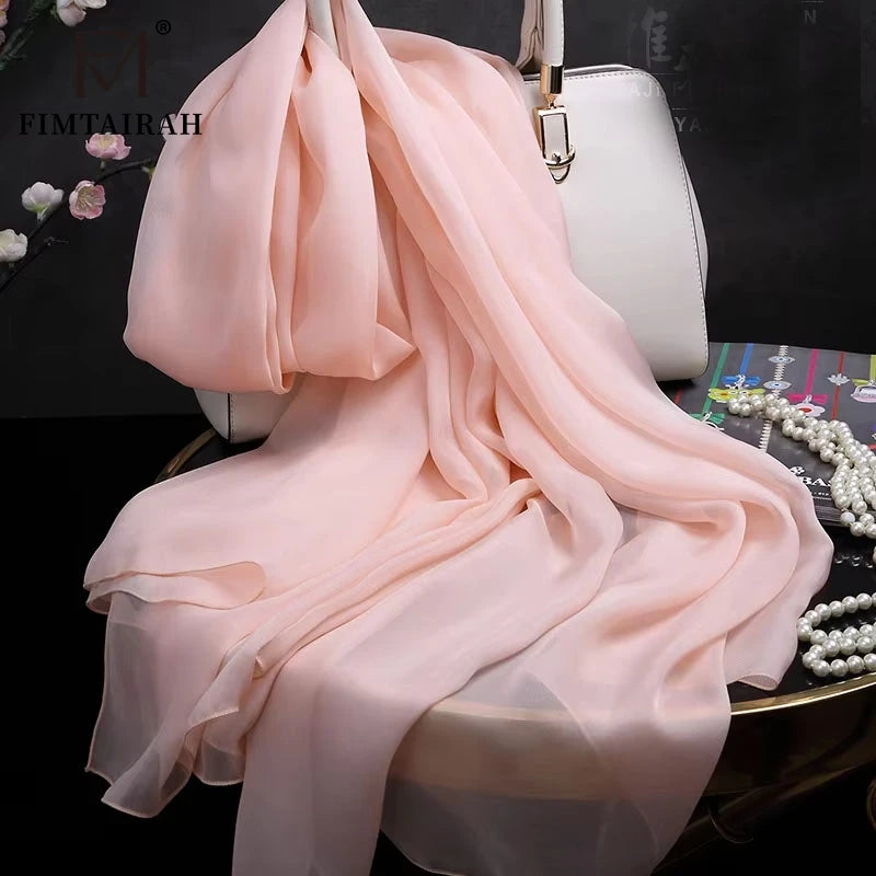 Nude pink silk scarf fashion women Neck female soft elegant  solid color  Hangzhou 100%  silk scarf shawl long  spring autumn