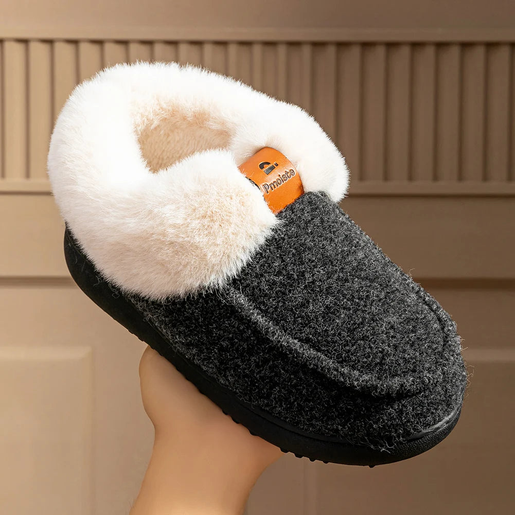 Platform Slippers Women Wedge Memory Foam  TPR Non Slip Sole Warm Fuzzy Winter Durable Bedroom Shoes Cozy Comfort