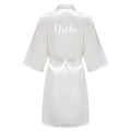 Women's Satin Kimono Robes With White Letter Bride Bridesmaid Short Getting Ready Wedding Dressing Gown