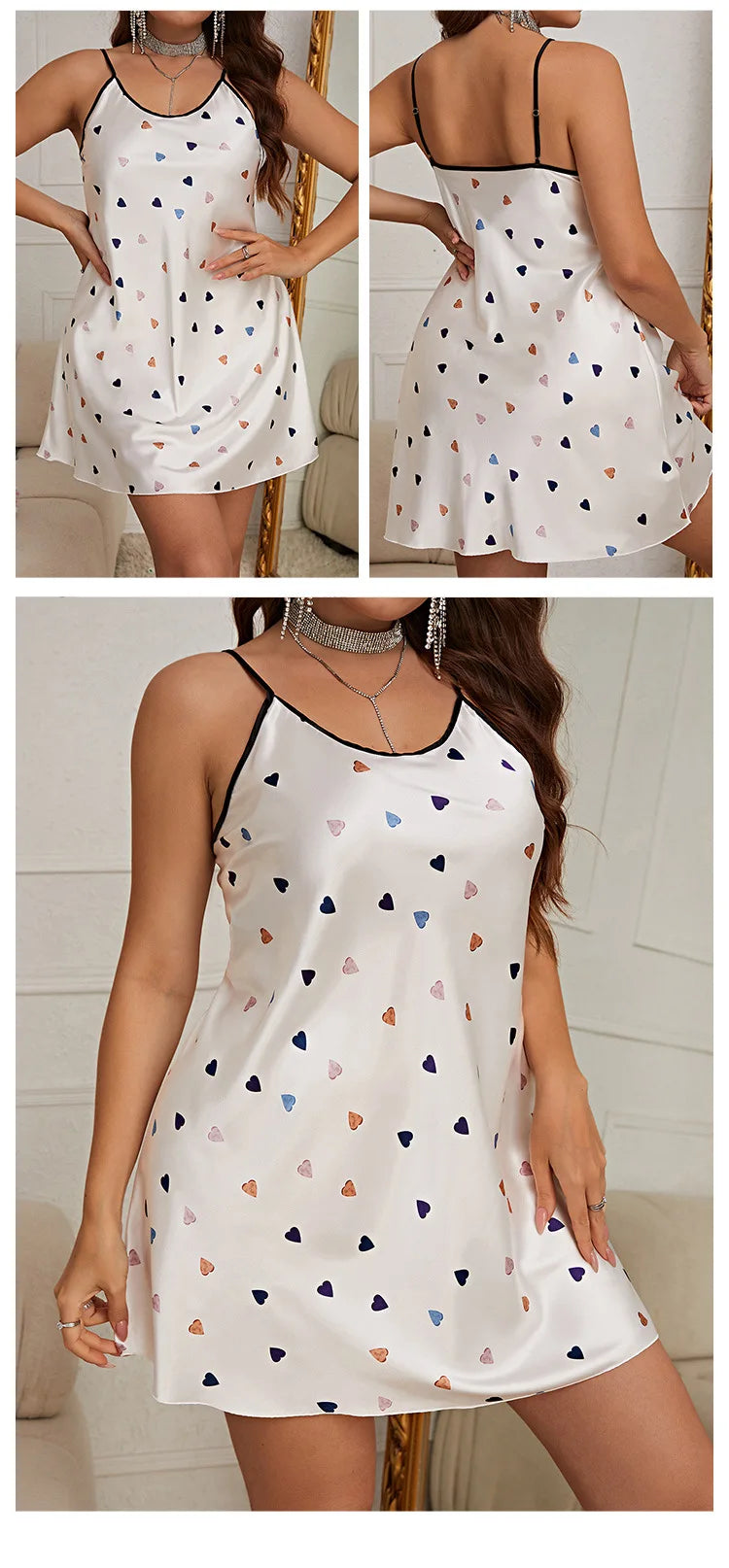 Floral Print Nightgown Oversize 4Xl 5Xl Sleepwear Women Satin Nightwear Sexy Cami Home Dress V-Neck Lingerie Homewear Nightwear