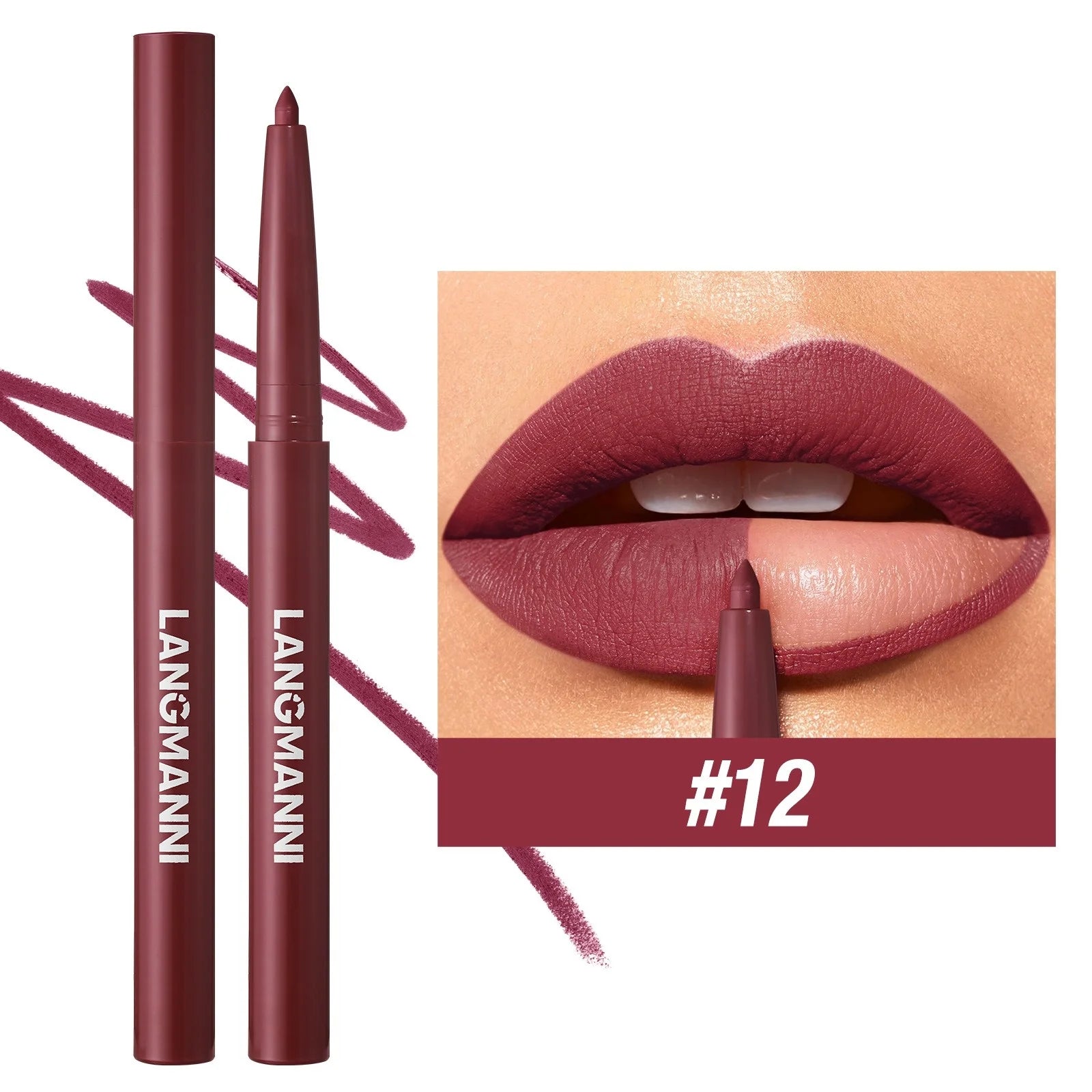 New Rotary Lip Liner 12 Colors Lipstick Pencil Waterproof Long-lasting Matte Lipsticks Non-stick Cup Nude Lips Contour Makeup