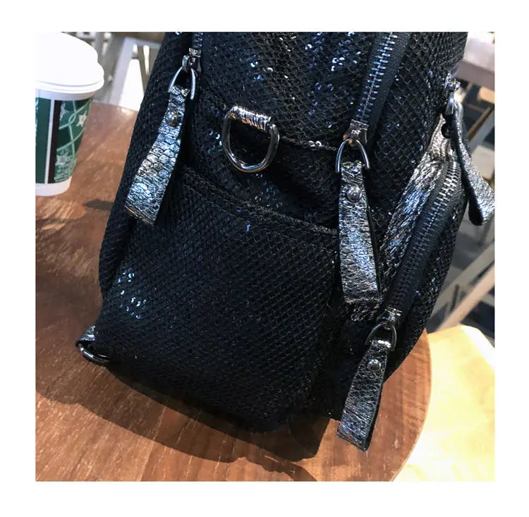 2025 Korean version new backpack women handbag sequin fashion travel backpack multifunctional large capacity dual-use bag trendy