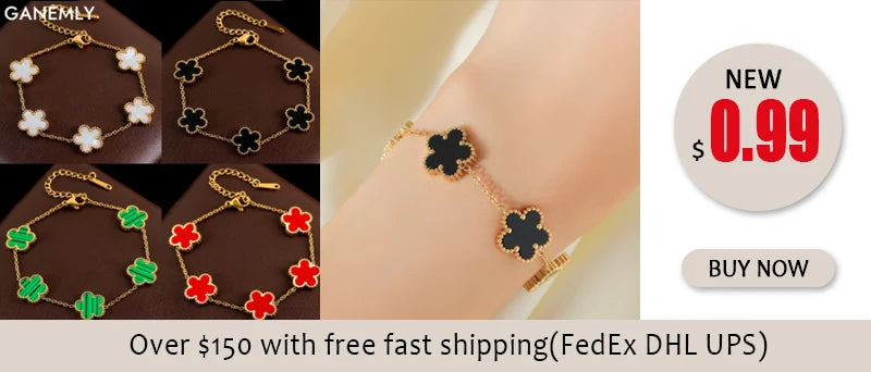 GANEMLY 316L Stainless Steel Round Sparkling Zirconia Bracelet For Women Fashion Fine Wrist Chain Waterproof Jewelry Lady Gift