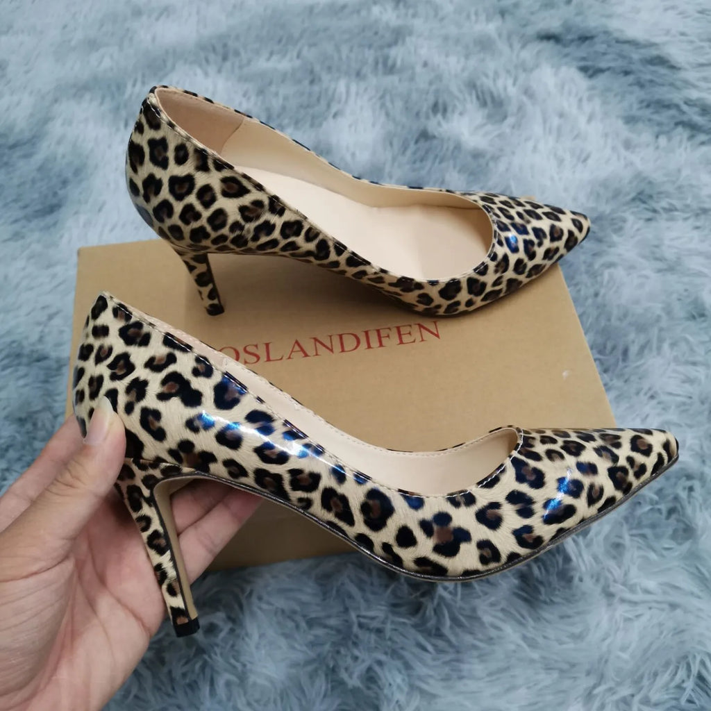 13 Style Women's Large Pumps Classic Sexy Pointed Toe 9cm mid High Heels Women Pumps Faux Black red Office Party Wedding Shoes