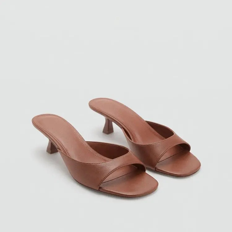 2026 New Summer Square Open Toe Women Slippers Concise Slip On Thick Heel Dress Shoes Outdoor Daily Wear Slides Shoes