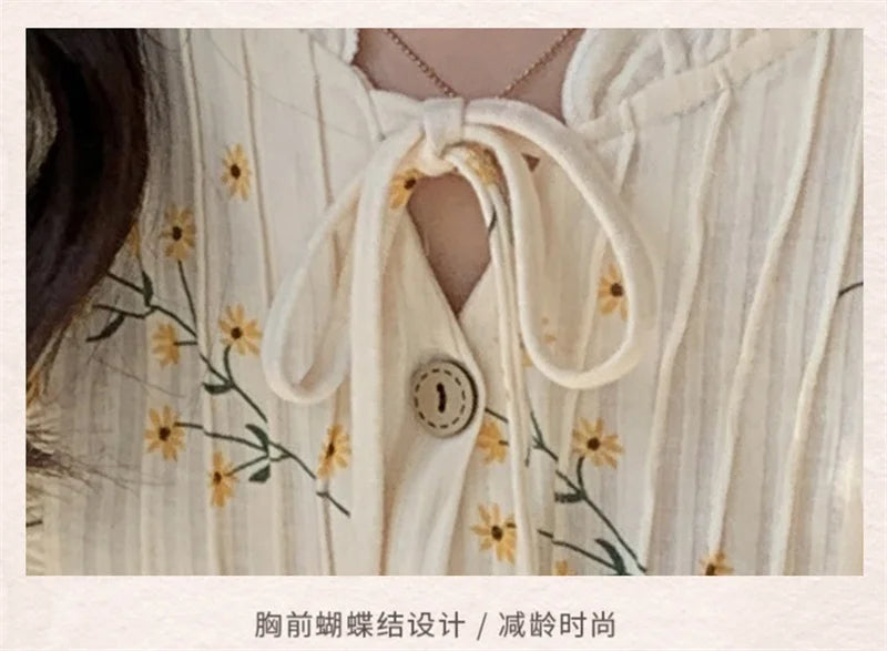 Cotton Women's Pajamas Set Floral Printed Long Sleeve Sleepwear Home Clothes Casual Ladies Nightwear Sleeping Pyjamas Suit