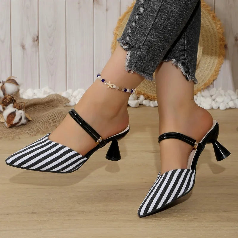 2025 Plus Size Women's Shoes Closed Toe Women's Slippers Elegant Dress Slippers Women Pointed Toe High Heels Modern Sandals