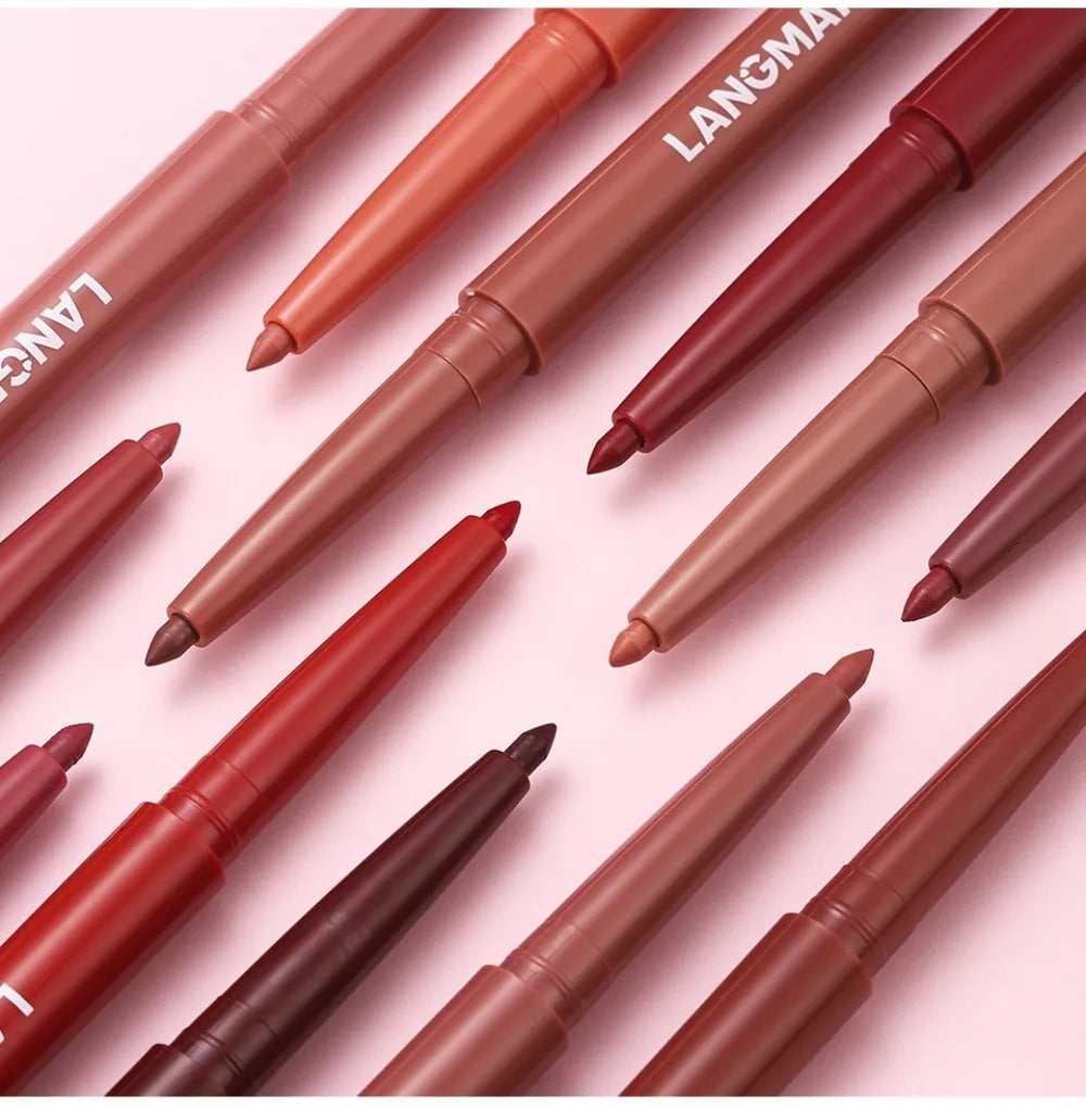 New Rotary Lip Liner 12 Colors Lipstick Pencil Waterproof Long-lasting Matte Lipsticks Non-stick Cup Nude Lips Contour Makeup