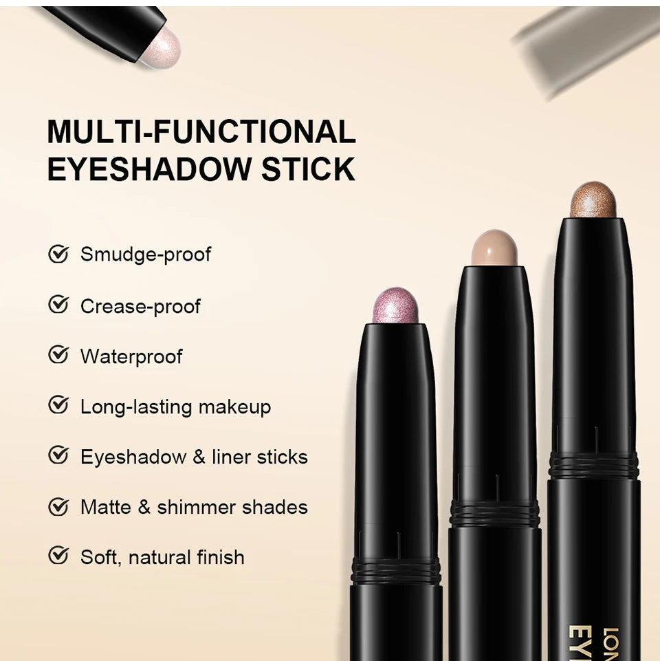 12 Colors Eyeshadow Pencil Stick Shimmer And Matte Waterproof Metallic Glitter Eye Shadow Highlighter Pencil Eyeshadow Cosmetics