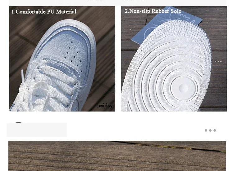 2024 New U Leather Women's White Casual Woman Vulcanize Sneakers Breathable Sport Walking Running Platform Flats Shoes Sneaker