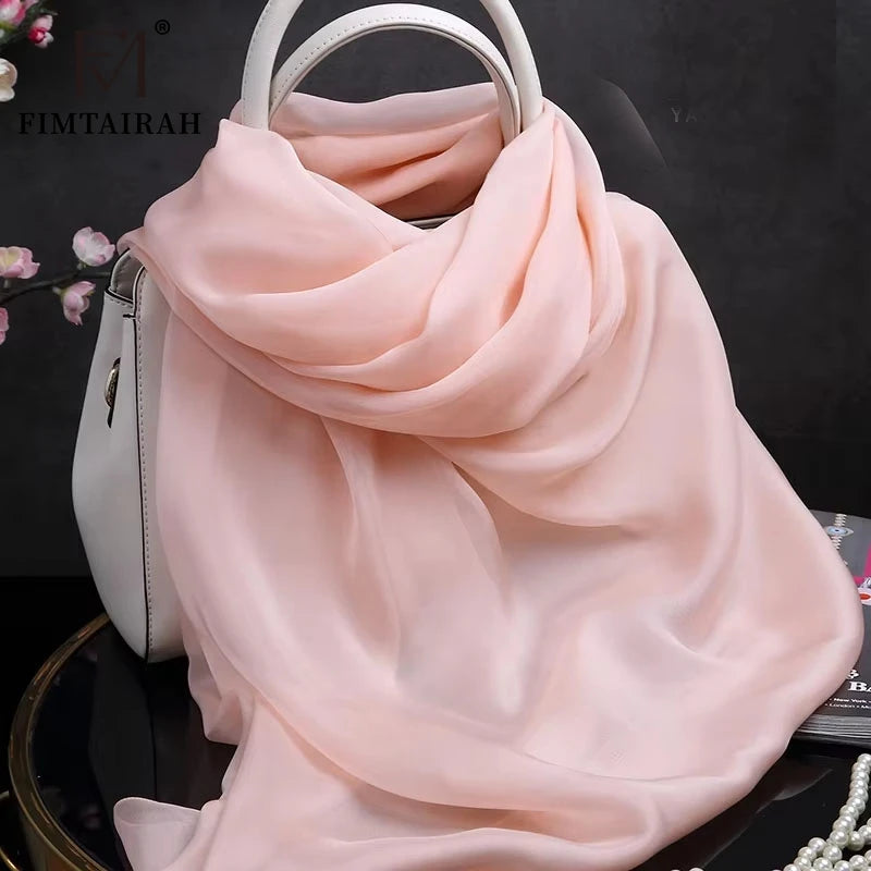 Nude pink silk scarf fashion women Neck female soft elegant  solid color  Hangzhou 100%  silk scarf shawl long  spring autumn