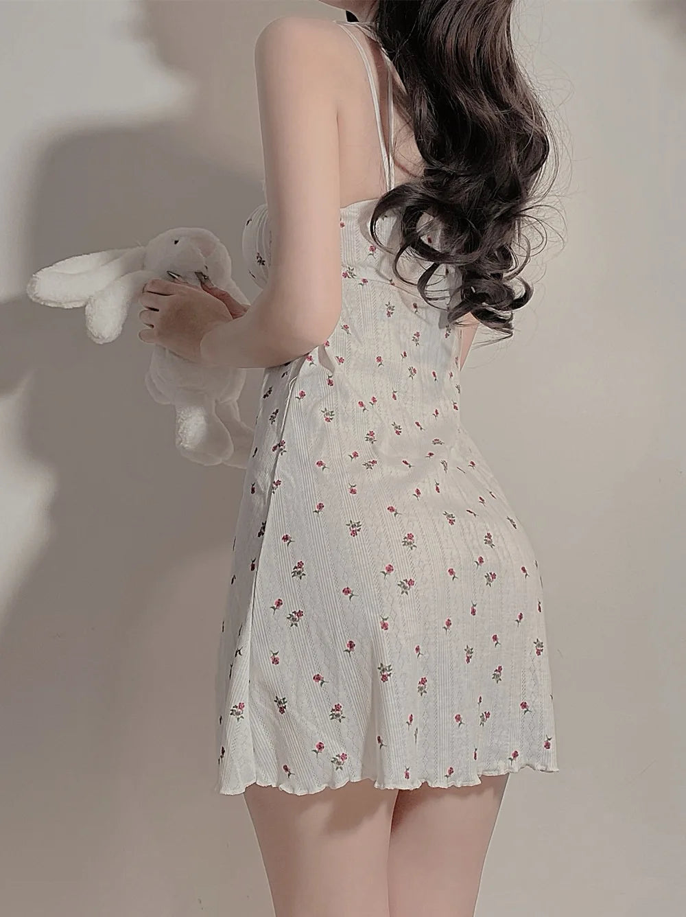 Loose Nightgown Summer Small Floral Suspender Pajamas