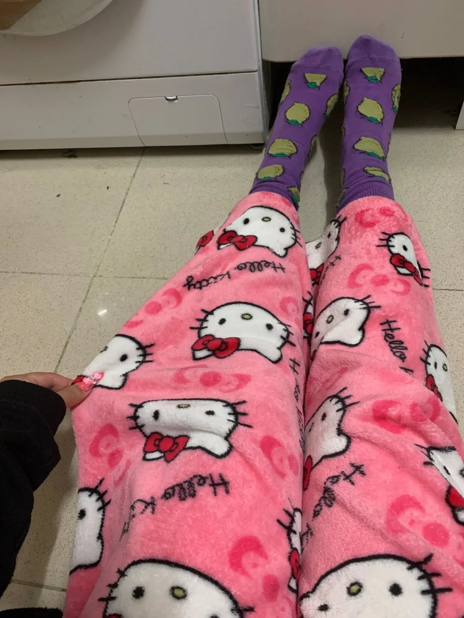 Y2K Hello Kitty pajamas anime women's pajamas cartoon couple walking home pajamas trousers casual homewear