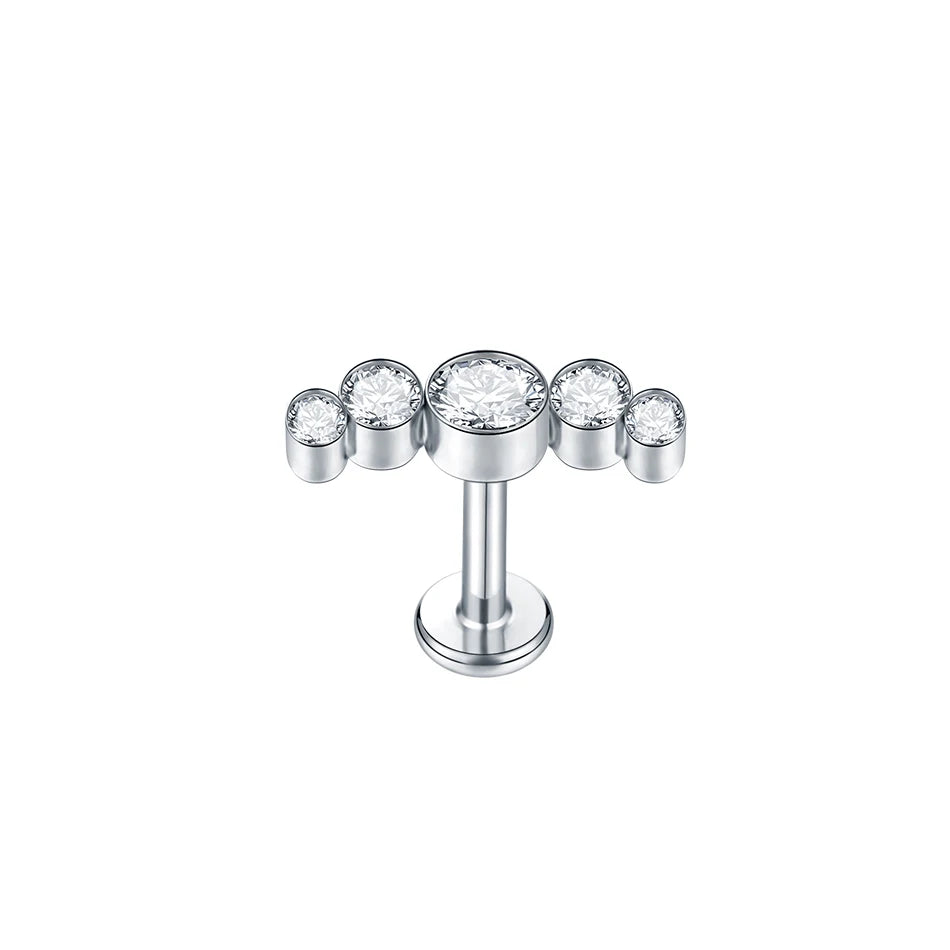 1Pc Titanium Ear Cartilage Stud Earrings for Women Internal Thread Zircon Flower Ear Lobe Tragus Helix Lip Rings Jewelry 16G