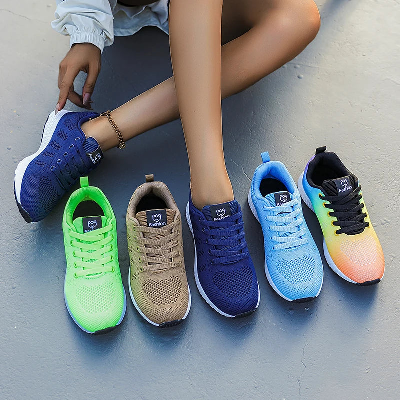 Women's Casual Flats Sports Shoes Mesh Breathable Trainers Ladies Shoes Platform Female Sneakers for Women Basket Tenis Feminino