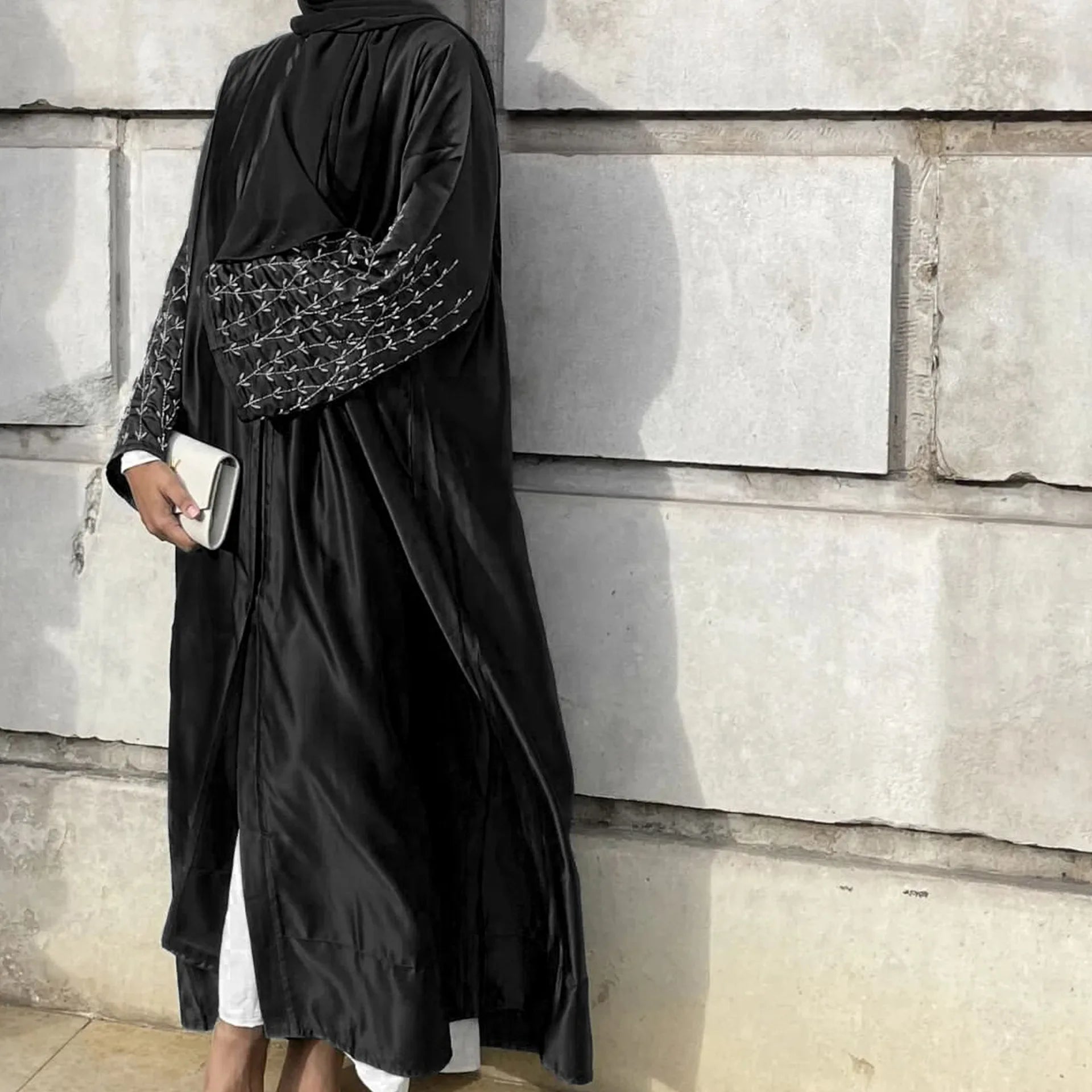 Kimono Abaya Dubai Party Kaftan Solid Beaded Muslim Fashion Hijab Dress Summer Open Abayas for Women Turkey Islam Modest Outfit