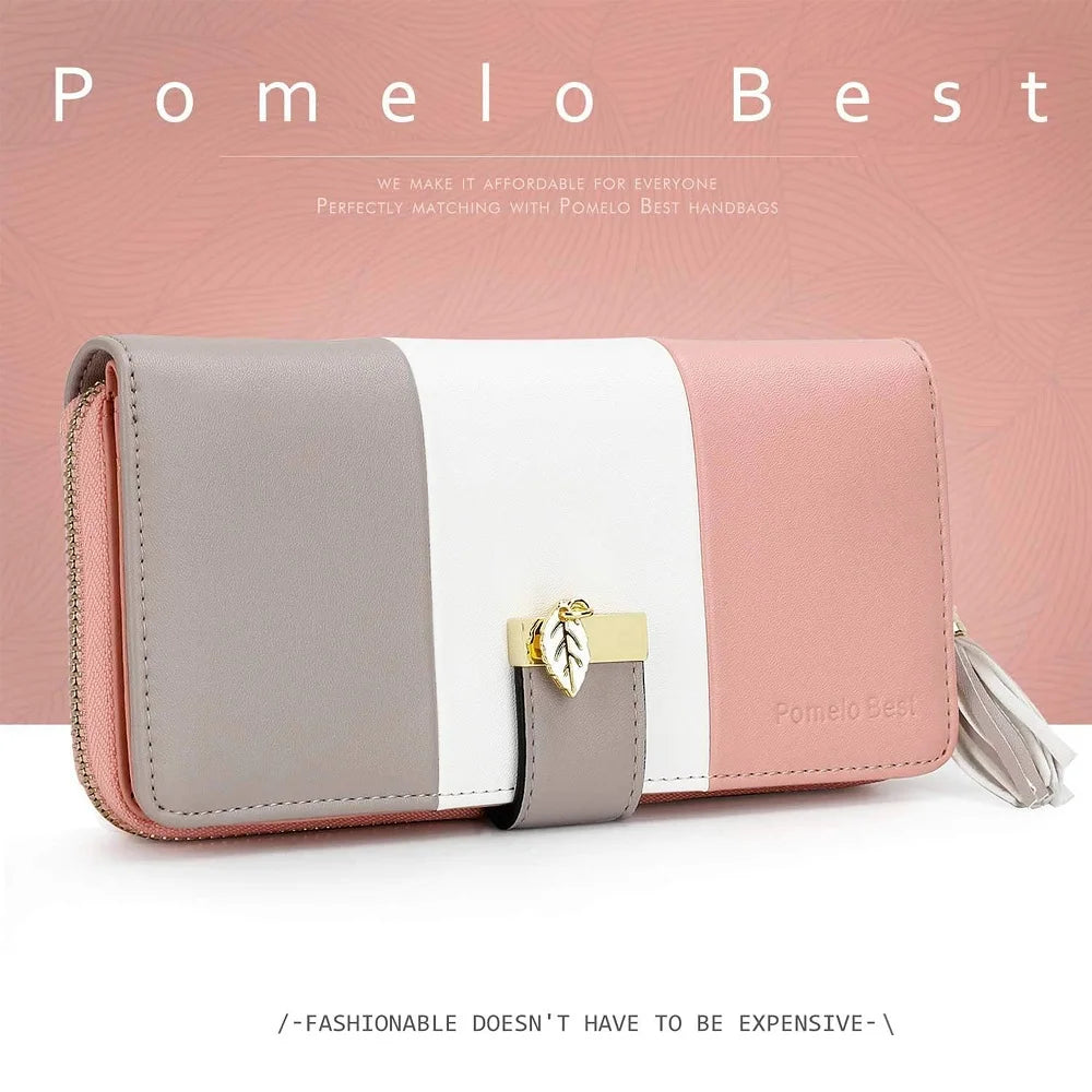 Latest model Fashion Zipper Wallets Womens large capacity Purses Handbags Coin Purse 9 Cards Holder PU Leather Billfold Wallet