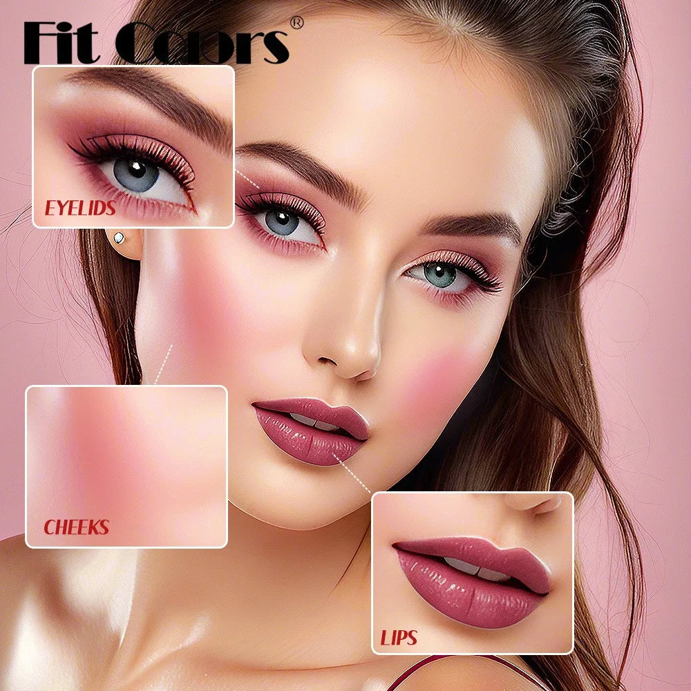 Fruit Juice Water Lip Gloss Liquid Long Lasting Blush Tint Makeup for Cheek Blusher Eyeshadow Matte Rouge 3-in-1 Dyed Cosmetics