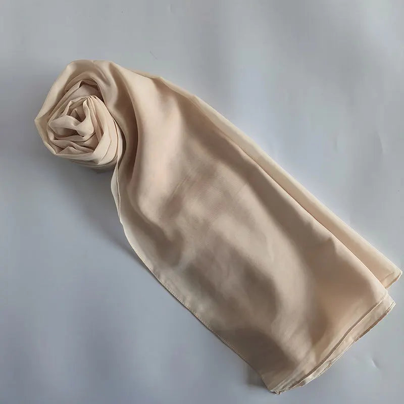 70x180cm Lightweight Chiffon Scarf with Border - Breathable Long Shawl, Women's Wrap, Dust & Sun Protection
