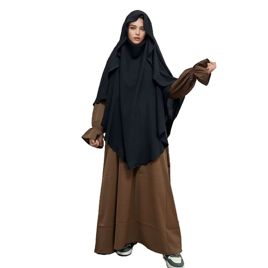 2025 Summer Muslim Women's Hijabs Traditional Soft Plain Scarf Khimar One Layer Stretch Soft Split Traditional Zip Chador
