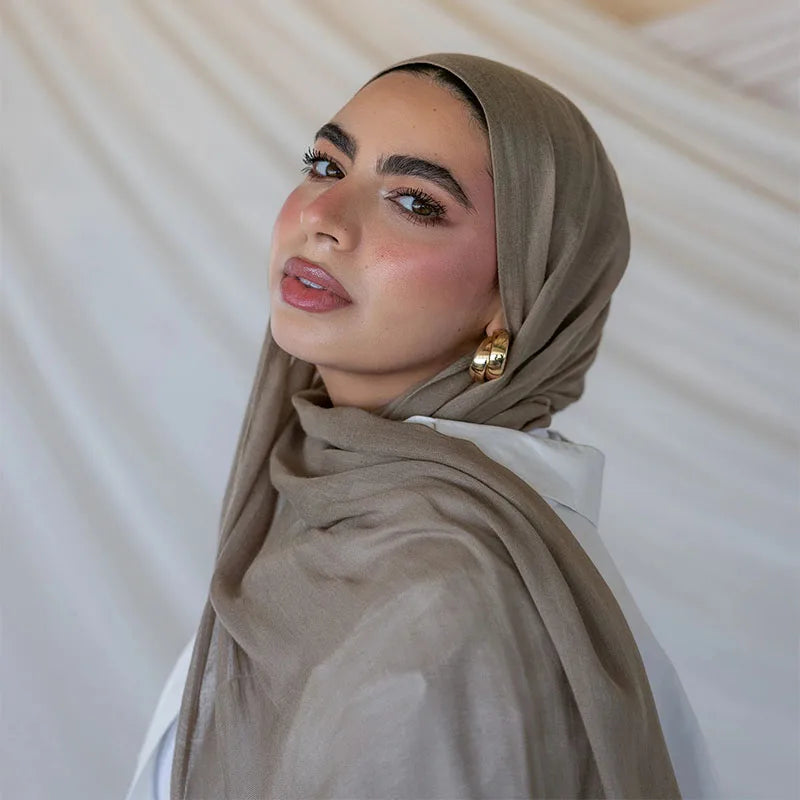 Ramadan Solid Color Modal Cotton Rayon Hijabs Scarf Women Muslim Headscarf Wraps Shawls Femme Musulman Headband Islamic Turban