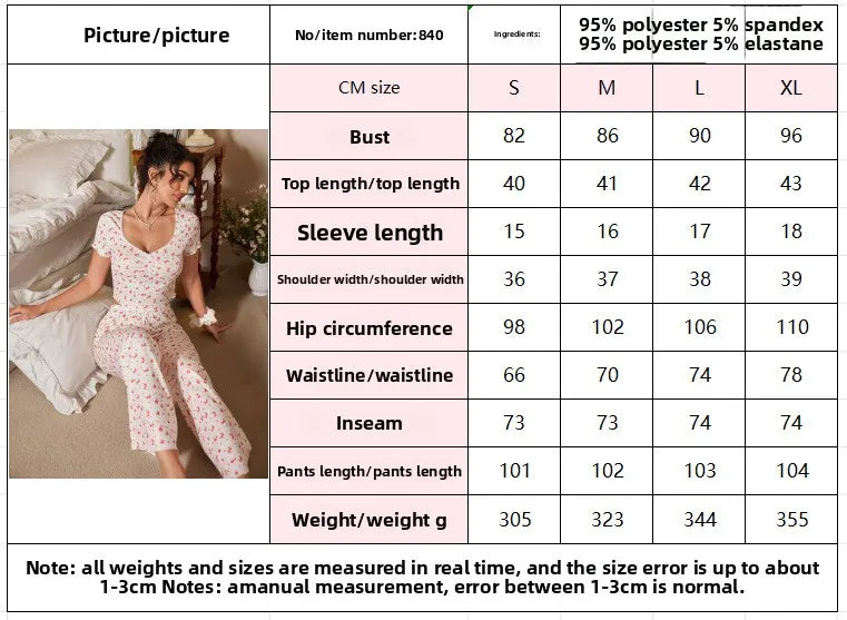 2026 New Women's Floral Print Short Sleeved Pants Two-Piece Set for Home Wear Can Be Worn Outside in Autumn and Winter Pajamas