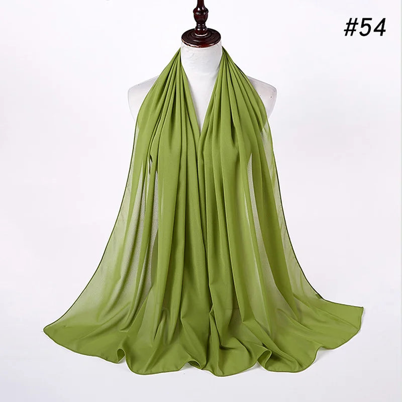 Muslim Chiffon Hijab Women Bubble Chiffon Scarf For Women Ladies Veil Muslim Islam Solid Color Malaysia Musulman Wrap Scarves