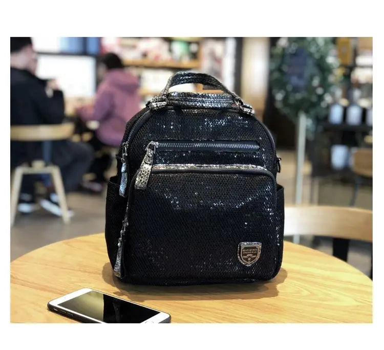 2025 Korean version new backpack women handbag sequin fashion travel backpack multifunctional large capacity dual-use bag trendy