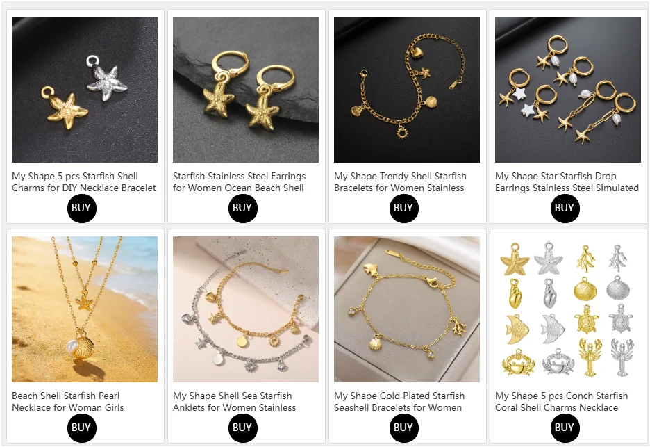 Beach Shell Starfish Pearl Necklace for Woman Girls Summer Vacation Gold Color 2 Layers Stainless Steel Pendant Chain Jewelry