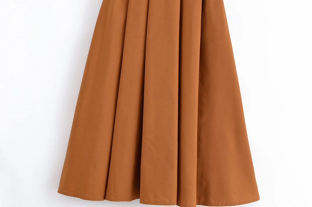 HH Women Summer Lapel Short Sleeve Pocket Single-Breasted Belt Decorate Midi Dress Female Fashion Shirt Style Pleated Dress