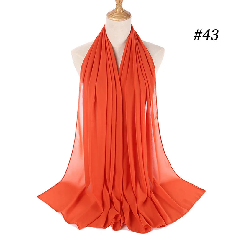 Muslim Chiffon Hijab Women Bubble Chiffon Scarf For Women Ladies Veil Muslim Islam Solid Color Malaysia Musulman Wrap Scarves