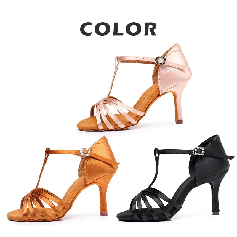 Latin Dance Shoes For Women Dancing Shoes Ladies Ballroom Tango Modern Shoes Standard Salsa Practice Training Heels 5/7.5/8.5cm