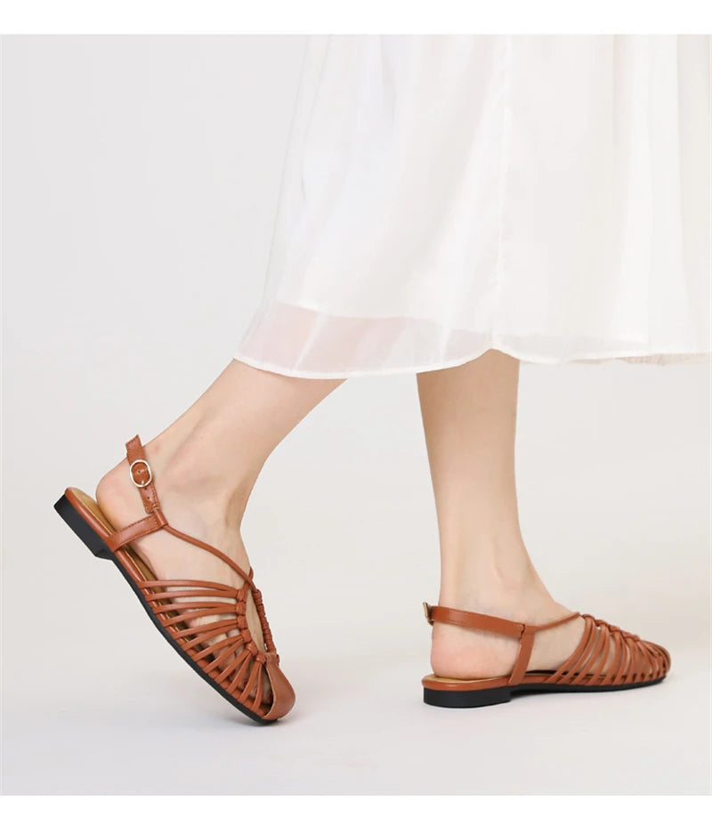 ZAROY Women Flat Sandals Summer Narrow Band Roman Shoes Casual Plus Size Brand Designer Banquet Beach Gladiator Sandalias Zapato