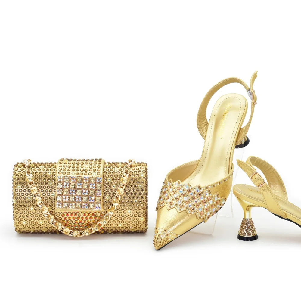 Italian Shoes and Bags Matching Set 2026 Elegant Woman Heeled Shoes for Wedding Women Shoes and Bags To Match Set Nigeria Party
