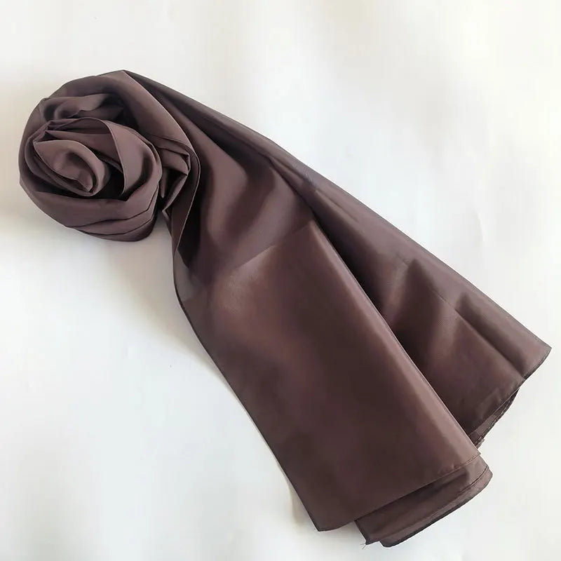 70x180cm Lightweight Chiffon Scarf with Border - Breathable Long Shawl, Women's Wrap, Dust & Sun Protection