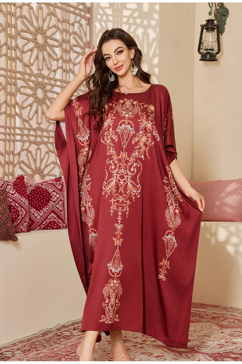 Oversize Female Long Nightgonw Sleep Dress Print Flower Satin Nightwear Home Clothes Spring Summer New Loose Bathrobe Loungewear