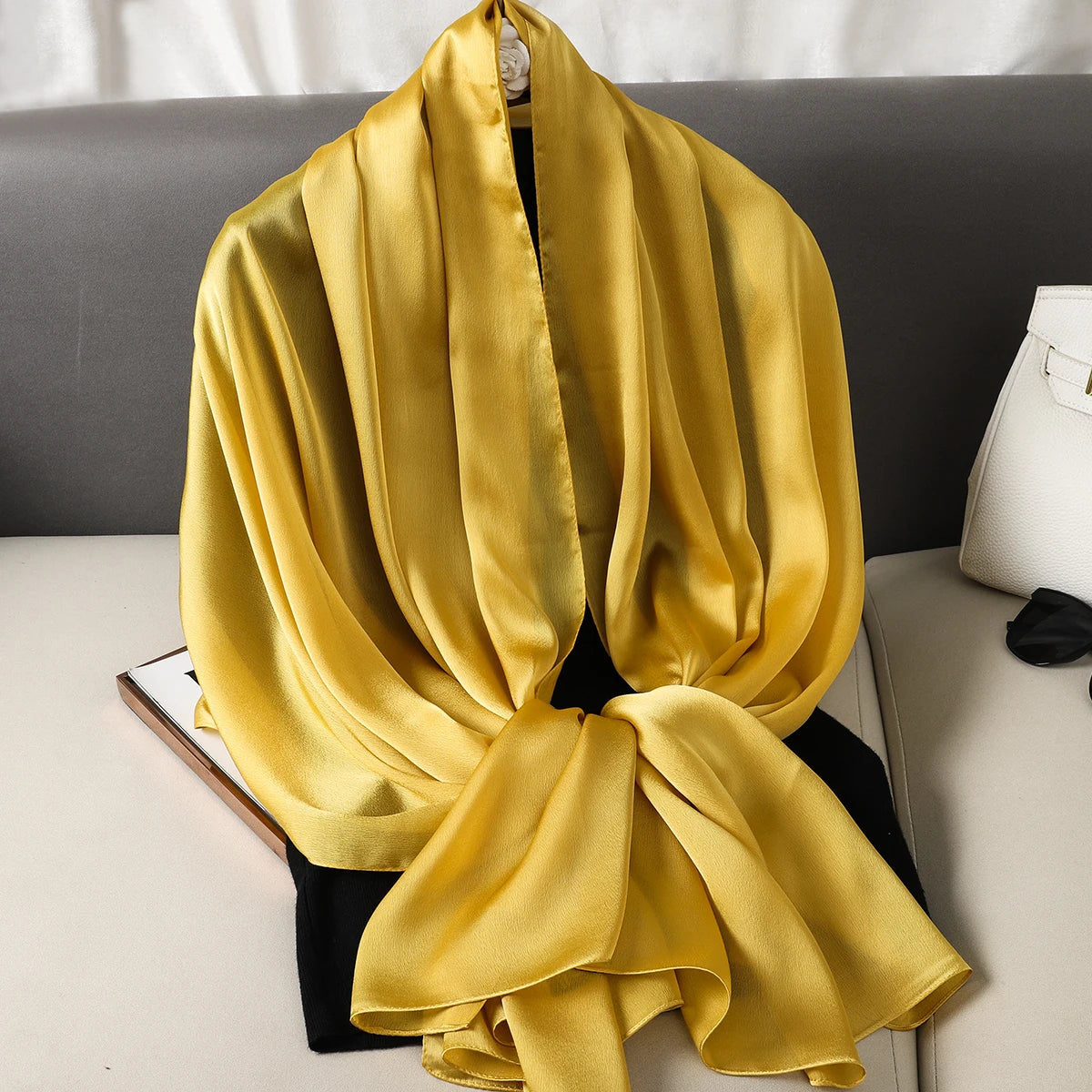 90*180cm Luxury Silk Scarf - Soft Smooth Women's Shawl, Hijab, Beach Wrap, Muffler