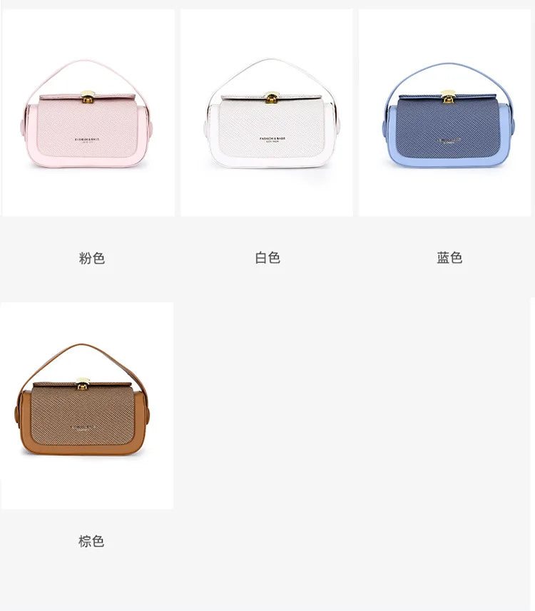 New Simple Fashionable Women's Shoulder Bag Square Box Handbag and Handbag Box-shaped Solid Color Shoulder Bag