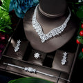 Unique Brilliant Cubic Zirconia Wedding Jewelry Set For Women Geometric African Luxury Bride 4 Piece Holiday Dress S-339