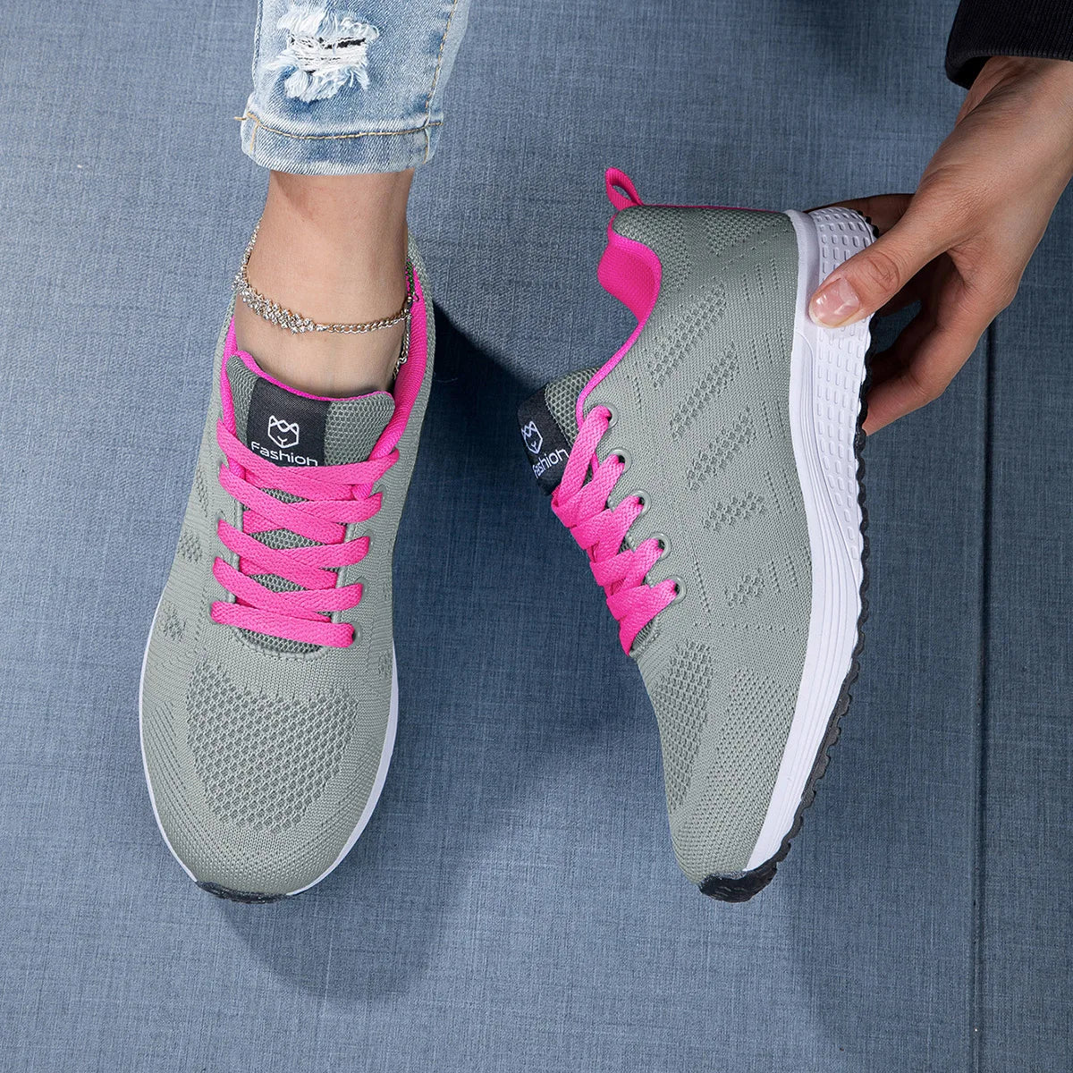 Women's Casual Flats Sports Shoes Mesh Breathable Trainers Ladies Shoes Platform Female Sneakers for Women Basket Tenis Feminino