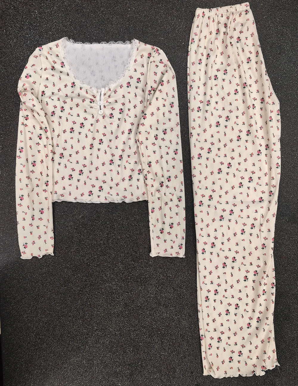 Women Sexy Floral Print Pajama Sets Soft Comfortable Long Sleeve Top and Pants Loungewear Sleepwear Two Piece Set Homewears