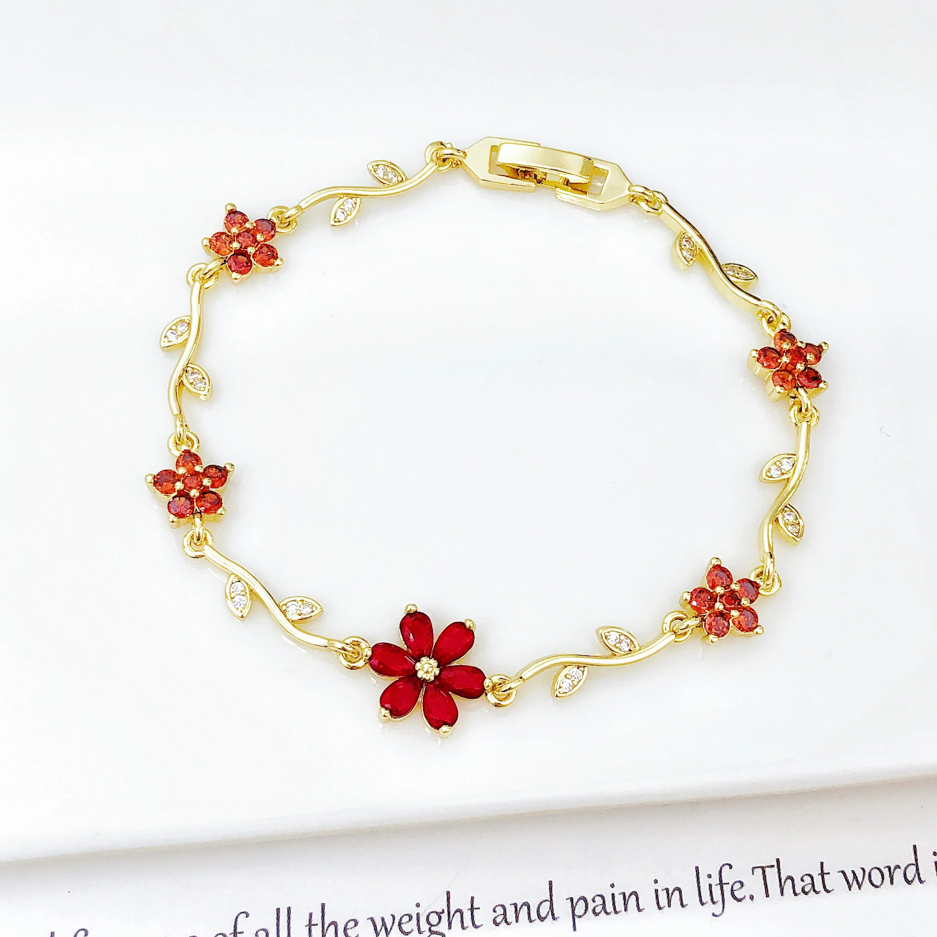 Hot Sale Rhinestone Bowknot Floral Bracelet Gold Plated Crystal Flower Vine Bracelet Fashion Wedding Party Jewelry Gift for Her
