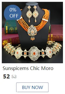 Sunspicems Moroccco Women Jewelry Set Gold Color Crystal Necklace Earring Set Algeria Wedding Jewelry Bride Drop Earring Choker